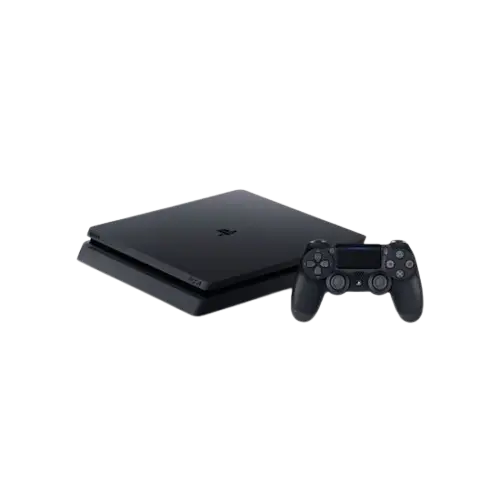 Console de jeux Sony -  PlayStation 4 Slim sans emballage – 1 To de stockage – 2 manettes DualShock 4 incluses – Jeux inclus (selon lot) – Wi-Fi – Bluetooth – Ethernet – HDMI – USB 3.0 – Lecteur Blu-ray – Noir – Garantie 06 mois