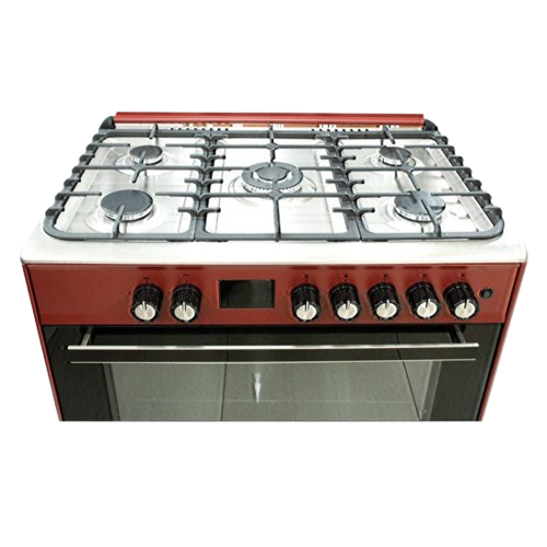 CUISINIÈRE -  SUPER FLAME - SFKI-9502GBZX – 5 Foyers – 60 × 90 cm – Grand Four à Gaz – Allumage Automatique – Bordeaux – 06 Mois de Garantie