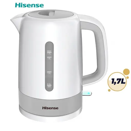 Bouilloire Électrique - Hisense - H17KBK – 1,7 L – 2200 W – Filtre Amovible – Blanc – 03 Mois de garantie