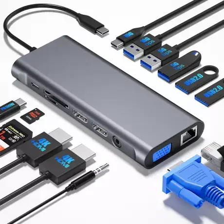 Multi Fonction Docking Station 14 In 1  - Te-Dos -  Usb-C – 03 Mois De Garantie