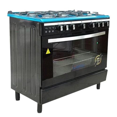Cuisinière à Gaz  - FIABTEC - Full Option - FT-F900-SS430-BLACK - 5 Feux - 60 × 90 cm - Grand Four - Noire - 06 Mois de Garantie