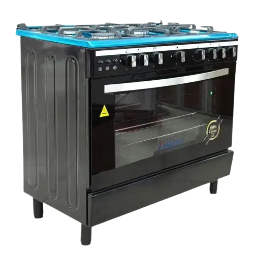 Cuisinière à Gaz  - FIABTEC - Full Option - FT-F900-SS430-BLACK - 5 Feux - 60 × 90 cm - Grand Four - Noire - 06 Mois de Garantie