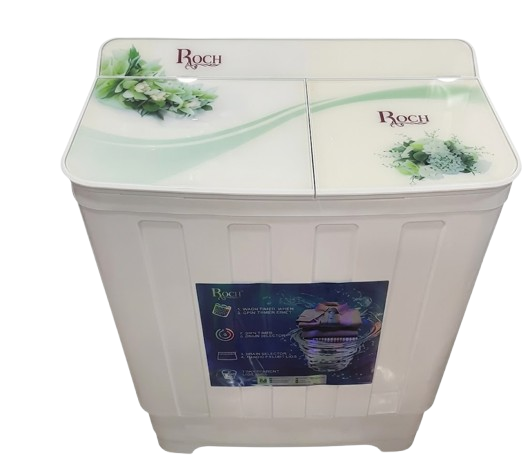WASHING MACHINE SEMI AUTO (GLASS TOP) ROCH RWM-10TTG-W – 10KG – Semi-Automatique – Garantie 06 Mois