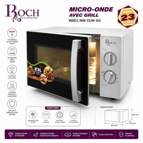  Micro-ondes Multifonction - Roch - RMW-23LMG-A – Design Moderne – 3 Mois de Garantie