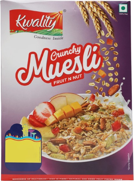 Muesli Fruit & Nut Kwality  - Multicéréales - Fruits Séchés et Amandes - 400G x 12 Boites