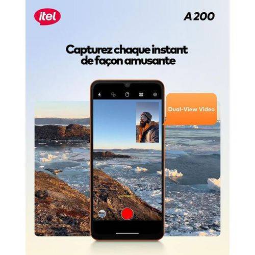 ITEL A200+  - 128+8 (3+5) – Écran 6,75” HD+ 120Hz – Processeur Unisoc T7250 – Batterie 5000 mAh – BLEU – 06 Mois de garantie + Écouteurs sans fil