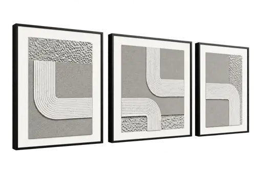 Ensemble 3 cadres muraux abstraits  YD263117 gris et blanc