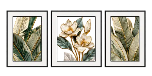 Ensemble de 3 cadres muraux floraux YD263118 pour décoration