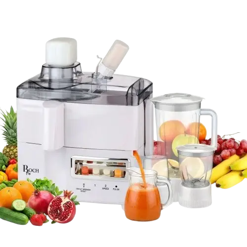 Juicer Roch 4 En 1 – 600W – Blender, Mixeur, Moulin – Bol 1,5L – Blanc – 03 Mois de Garantie