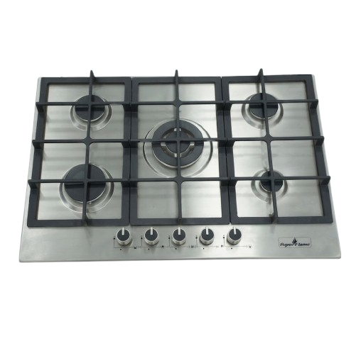 Plaque de Cuisson Encastrable  - Super Flame -  SFKI-DI74GT – 5 Feux Inox – Allumage Automatique – 03 Mois de Garantie