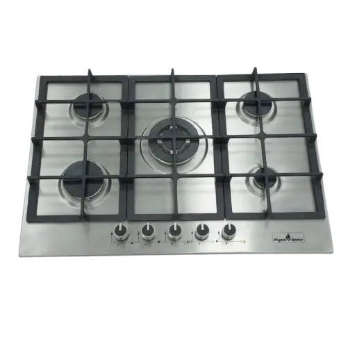 Plaque de Cuisson Encastrable  - Super Flame -  SFKI-DI74GT – 5 Feux Inox – Allumage Automatique – 03 Mois de Garantie