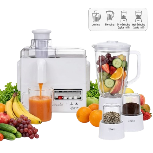 JUICER ROCH 4 EN 1 – 600W – BLENDER, MIXEUR, MOULIN – 1.5L – BLANC – 03 Mois de Garantie