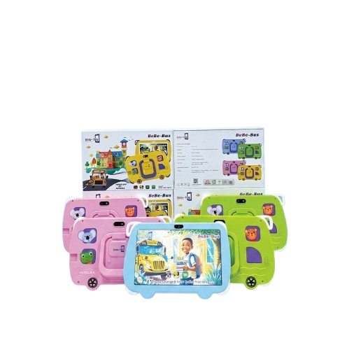 Tablette Éducative Enfant Bébé-Tab -  Bébé-Bus -  7 Pouces -  5G WiFi Android – 6Go RAM – 256Go ROM – Coque Antichoc Bus – Batterie Longue Durée – Applications Éducatives – Multicolore Garantie 3 mois