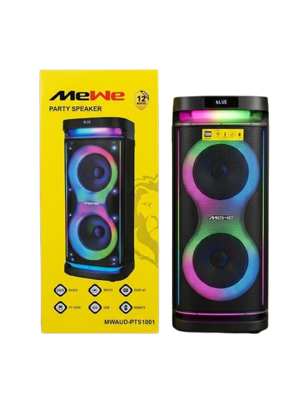 Enceinte De Soirée Rechargeable - Mewe -  MWAUD-PTS1001 -  1500 W Bluetooth USB FM Avec Microphone Sans Fil - Garantie 06 Mois