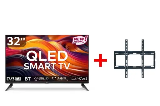 Téléviseur itel  - QLED -  Smart TV 32 Pouces  - L3260N – Écran Frameless, 4K Ultra HD, Wi-Fi & Netflix Intégrés - Support mural - Garantie 12 Mois
