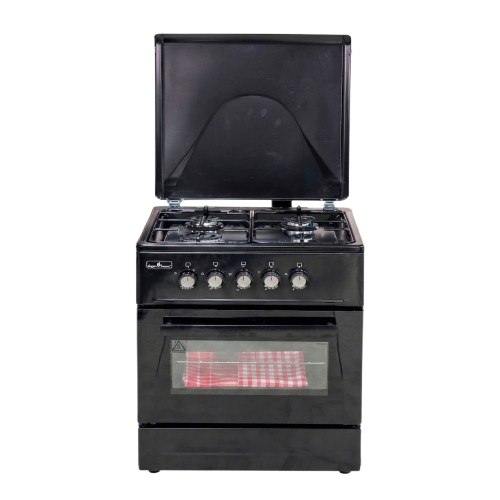 Cuisinière à Gaz 50 × 50 cm  - SUPER FLAME SFK-5057-4G BLK  – 4 Foyers – Four à Gaz – Noir – 06 Mois de Garantie