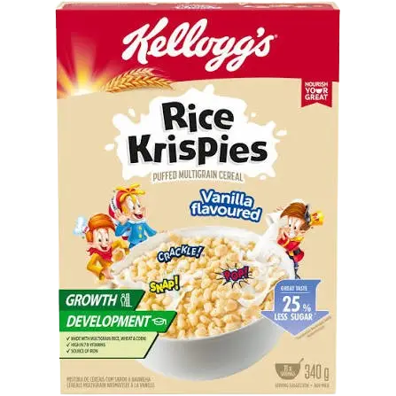 Céréales Rice Krispies Vanille - Kellogg's - 6009710899632 - Riz Soufflé Multicéréales - 340G