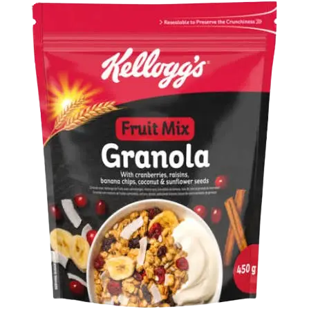 Céréales Granola Fruit Mix - Kellogg's - 6009710899830 – Avoine, Fruits Secs et Graines - 450G