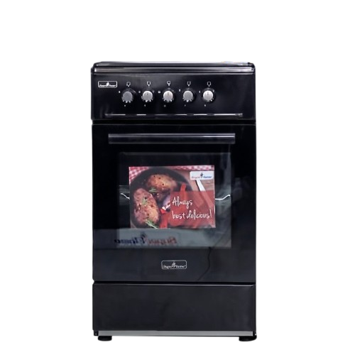 Cuisinière à Gaz 50 × 50 cm  - SUPER FLAME SFK-5057-4G BLK  – 4 Foyers – Four à Gaz – Noir – 06 Mois de Garantie