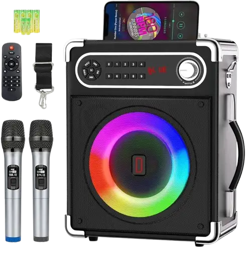 Speaker Rechargeable Portable -  Oscar -  Wd12H 125W Avec 2 Micros Sans Fil Bluetooth – USB – FM – 06 Mois De Garantie
