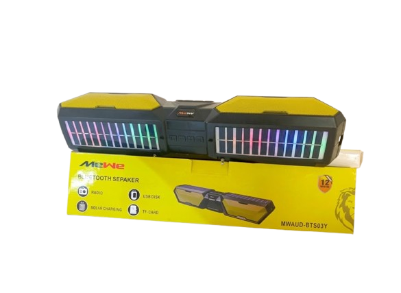 Enceinte Bluetooth Portable Rechargeable  - Mewe  - MWAUD-BTS03Y-  Avec Lampe Torche Et Recharge Solaire - Garantie 03 Mois