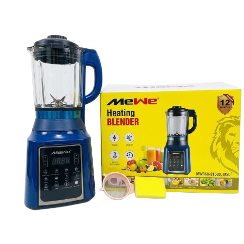 Mixeur -MEWE -MWBLD-SS02BL-HEAT -Capacité 1,75L -Puissance Maximale 800W -Lames 8 feuilles -Garantie 12 mois