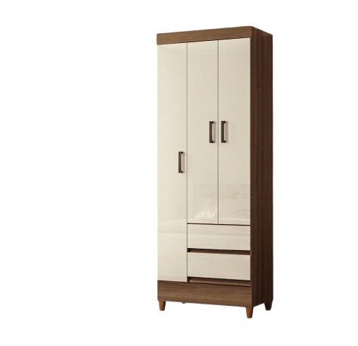 Armoire simple pieds 3 portes et 2 tiroirs -  modèle 163061 - 1,91 m x 0,69 m x 0,42 m - rangement pratique pour chambre et maison 