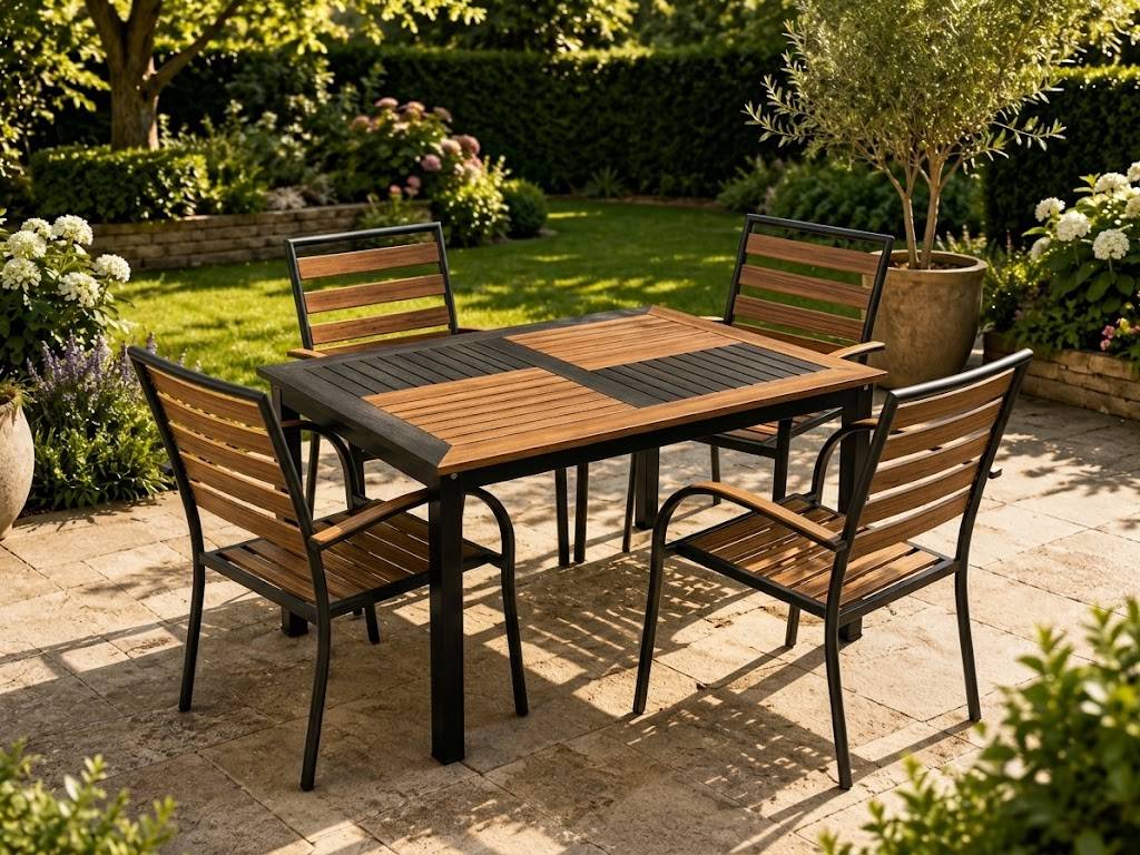 Ensemble table et chaise de jardin en bois - GM-01626 - mobilier de jardin en bois pour aménager vos espaces extérieurs