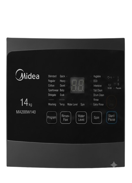 Machine À Laver Automatique - Midea - MA-200W140 – Écran LED - Turbo Wash – Noir Titane – 06 Mois De Garantie