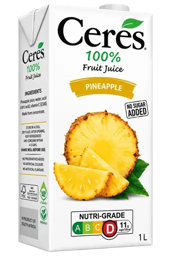 Jus de Fruit - Ceres - 100% Ananas – Brique de 1 Litre