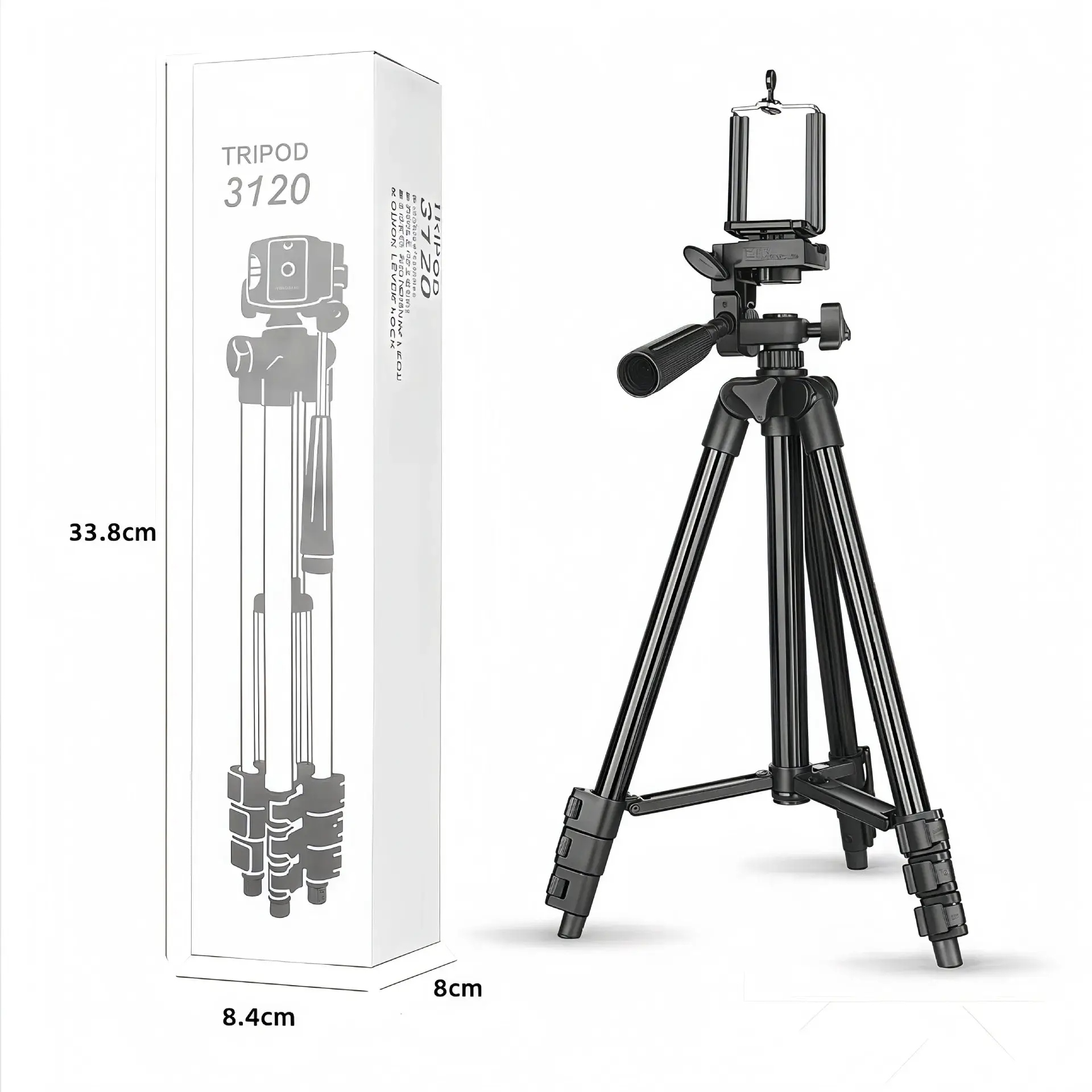 Trépied réglable Tripod - 3120A – Smartphone et appareil photo – Tête rotative – Garantie 3 mois	