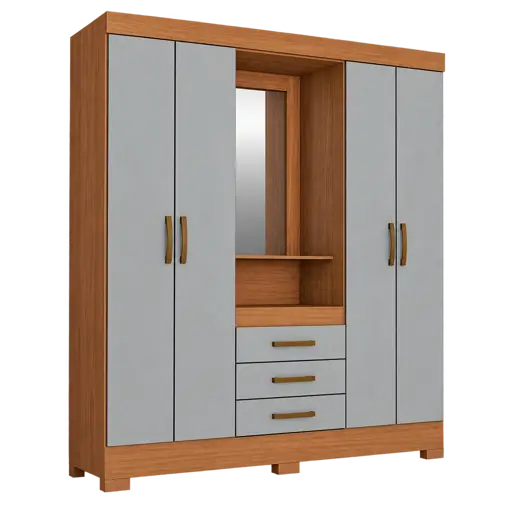 Armoire 4 portes avec miroir  164161 et 3 tiroirs modèle