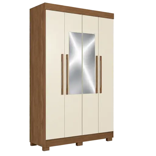 Armoire 4 portes avec miroir 165043 – 2 tiroirs intérieurs