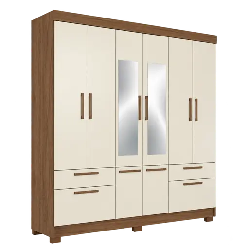 Armoire moderne 6 portes 4 tiroirs avec miroir  164643