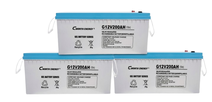 Batterie Gel - Cworth Energy - G-12V200AH - Haute Capacité de Stockage - 12 Mois de Garantie