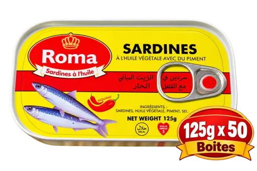 Sardines Roma Pimentées 125 g x 50 boites