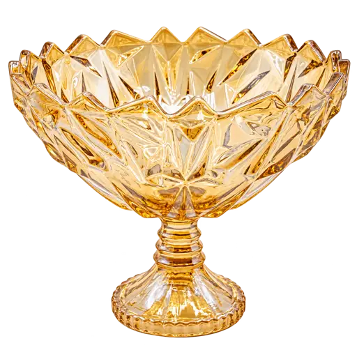 Bol à Fruit en Verre Doré - YD263096 – Coupe Facettée 1,4 kg