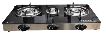 Plaque à Gaz Automatique - Innova - IN533 - En Verre Trempé - 3 feux - Gris - 03 Mois de Garantie 
