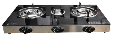 Plaque à Gaz Automatique - Innova - IN533 - En Verre Trempé - 3 feux - Gris - 03 Mois de Garantie 