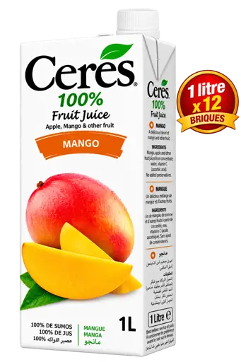 Jus de Fruit - Ceres – 100%  Mangue – Brique de 1 Litre