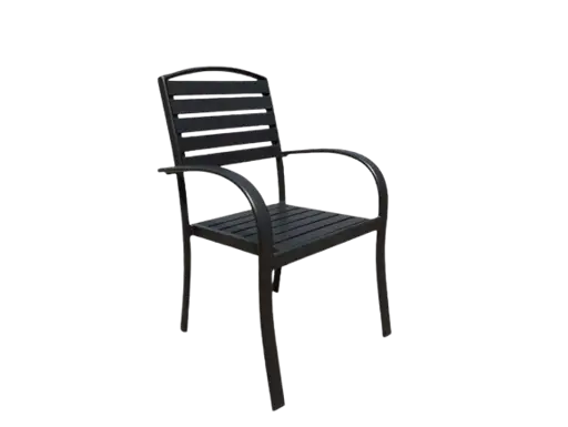 Chaise de jardin en bois plastique pour extérieur - HB2510039 - aluminium et bois plastique - assise et dossier à lattes effet bois - empilable - dimensions 560 x 560 x 880 mm - utilisation extérieure
