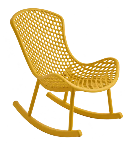 Chaise à bascule en plastique  HB263066 - jaune moutarde