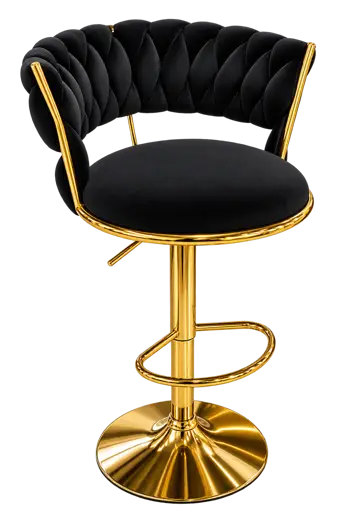 Chaise de bar en tissu - WD005326 -  noir à piètement doré
