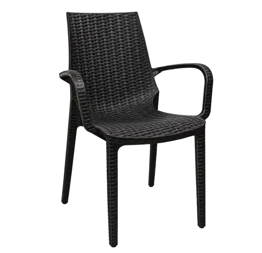 Chaise de jardin HB263061 -  noire en résine avec accoudoirs