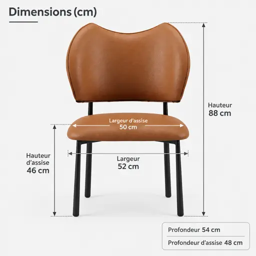 Chaise de Salle à Manger HB2510014 - Similicuir Marron