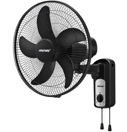 Ventilateur Mural - Mewe - MW-RWF1635BK - batterie 6 V 7 Ah - sorties USB/DC - Garantie 12 Mois