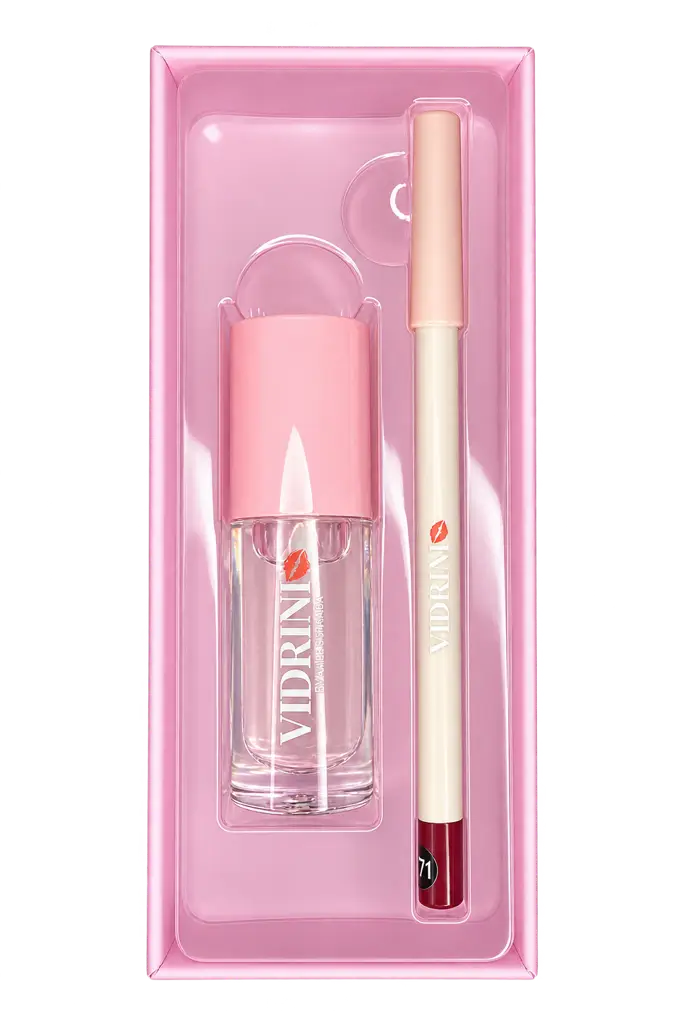 Coffret à Lèvres Glossy Vidrine 2 en 1 Transparent – Brillance Lèvres