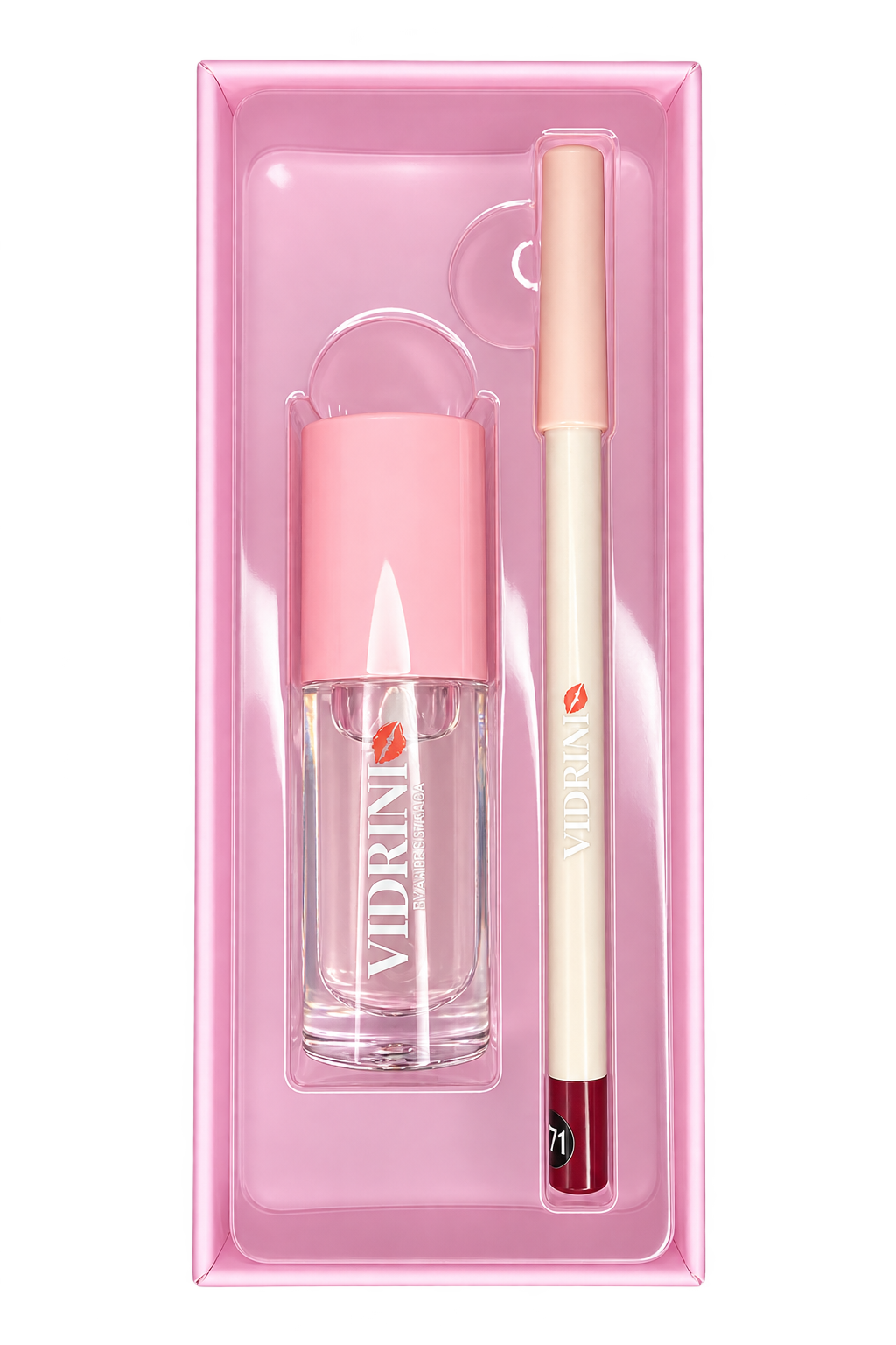 Coffret à Lèvres Glossy Vidrine 2 en 1 Transparent – Brillance Lèvres