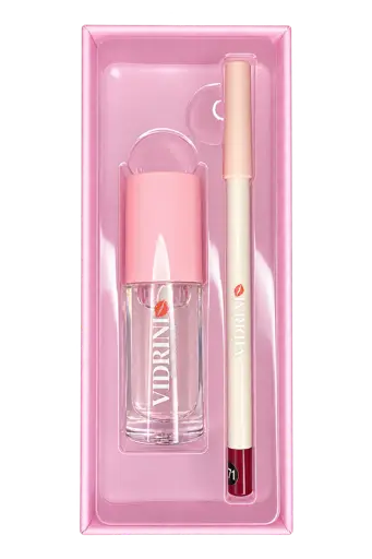 Coffret à Lèvres Glossy Vidrine 2 en 1 Transparent – Brillance Lèvres