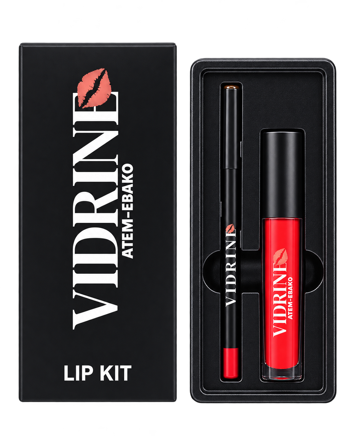 Coffret à Lèvres Mat Vidrine 2 en 1 Rouge – Maquillage Lèvres